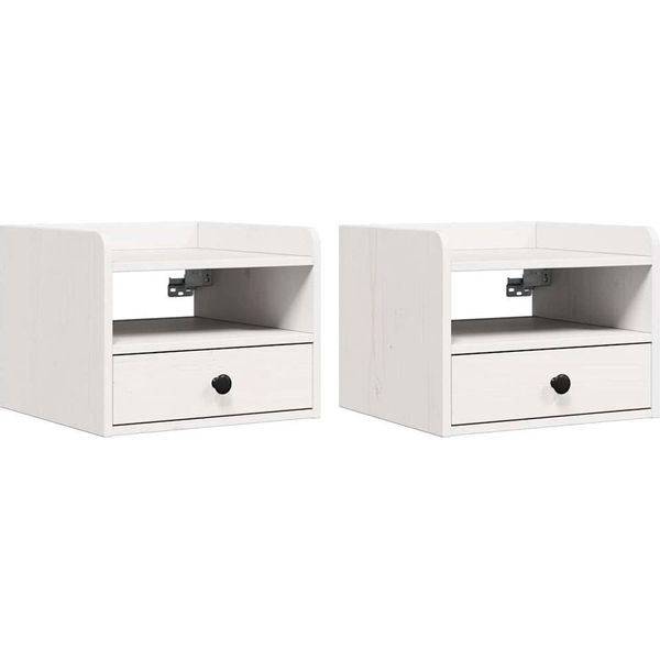 Syfax™ Comodino 2 Pcs Bianco 38 X 36 X 29,5 Cm Legno Di Pino Massello-image