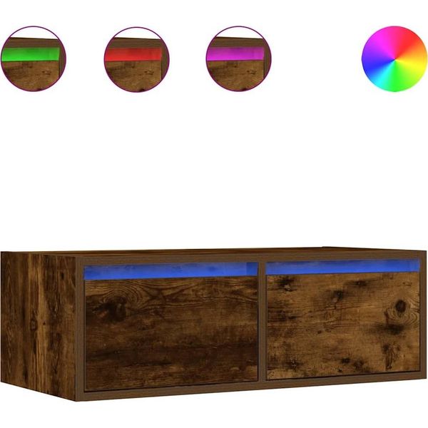 Syfax™ Mobile Porta Tv Con Luci Led Rovere Fumo 75X35,5X25 Cm-image