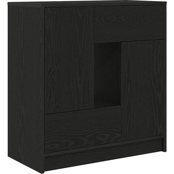 Syfax™ Credenza Con Cassetti E Ante Rovere Nero 70,5X34X74,5 Cm-image