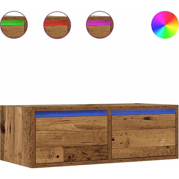 Syfax™ Mobile Porta Tv Con Luci Led Legno Antico 75X35,5X25 Cm-image