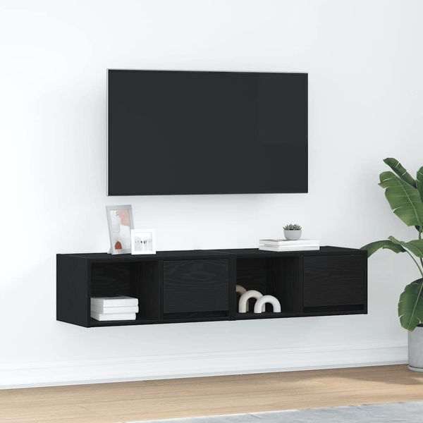 Syfax™ Mobili Tv 2 Pz Rovere Nero 60X31X25,5 Cm In Legno Multistrato-image