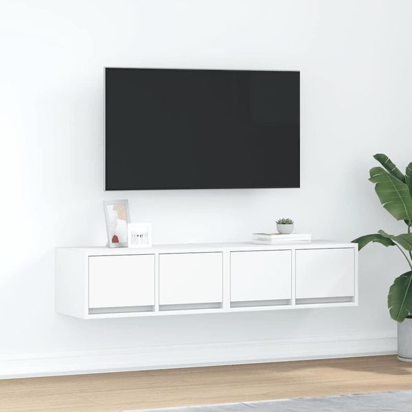 Syfax™ Mobili Tv A Parete 2Pz Bianchi 60X31X25,5 Cm Legno Multistrato-image