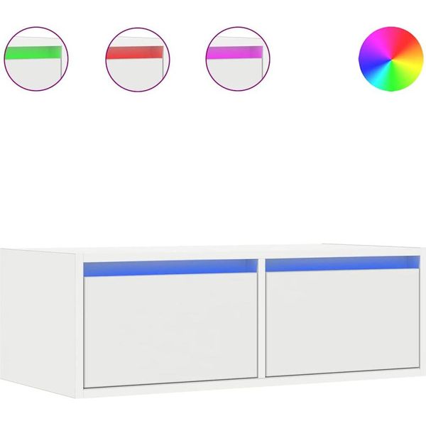 Syfax™ Mobile Porta Tv Con Luci Led 75X35,5X25 Cm Bianco-image