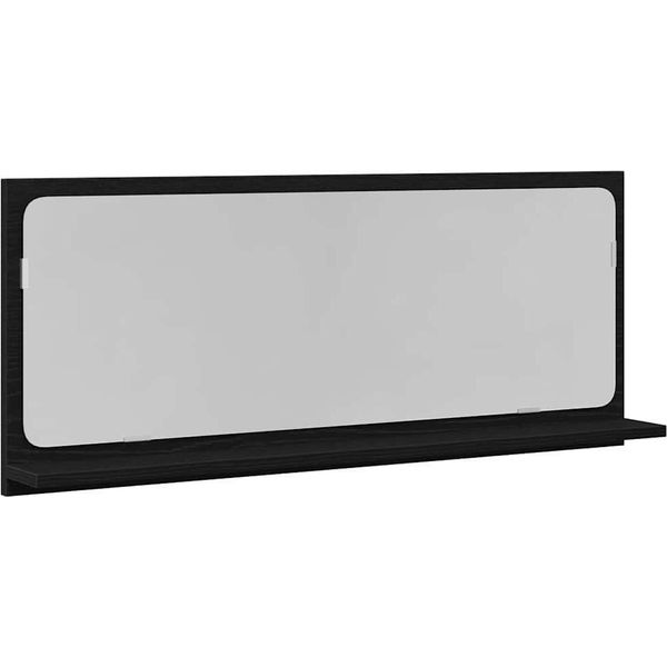 Syfax™ Mensola Specchio Con Lo Scaffale Rovere Nero 90 X 10,5 X 37 Cm-image