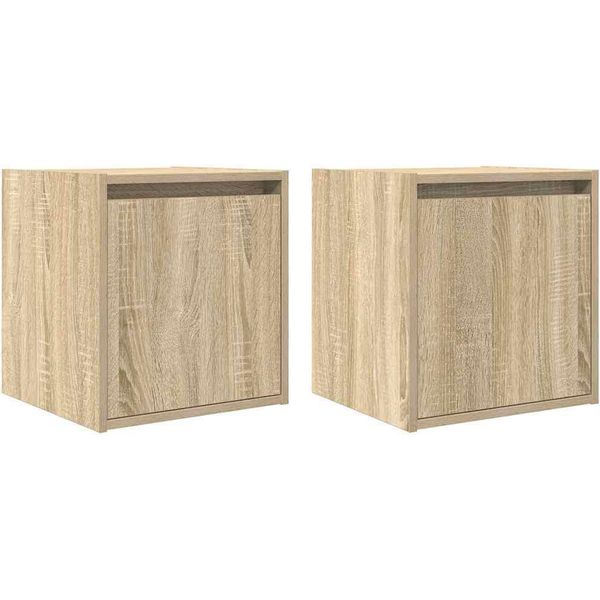 Syfax™ Comodini A Muro 2 Pz Rovere Sonoma 38X34X40 Cm-image