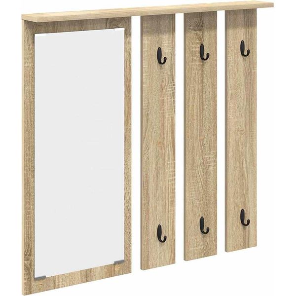 Syfax™ Appendiabiti A Muro Con Specchio Rovere Sonoma 84 X 10 X 80 Cm-image