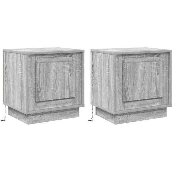 Syfax™ Armadio Da Notte 2 Pcs Grigio 44 X 34,5 X 45 Cm-image