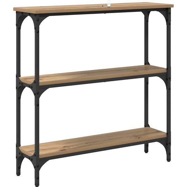 Vidaxl Tavolo Consolle In Rovere Artigianale 75 X 22,5 X 75 Cm Materiale A Base Di Legno-image