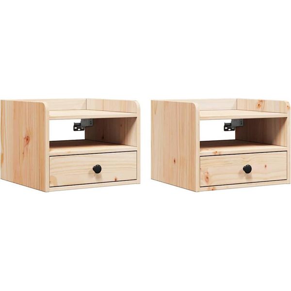 Syfax™ Comodino 2 Pcs Marrone 38 X 36 X 29,5 Cm Legno Di Pino Massello-image
