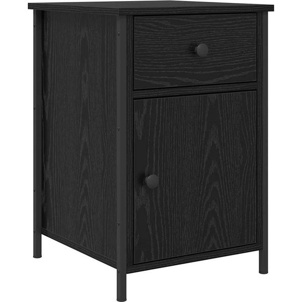 Syfax™ Armadio Da Notte Rovere Nero 40 X 42 X 60 Cm Legno Multistrato-image