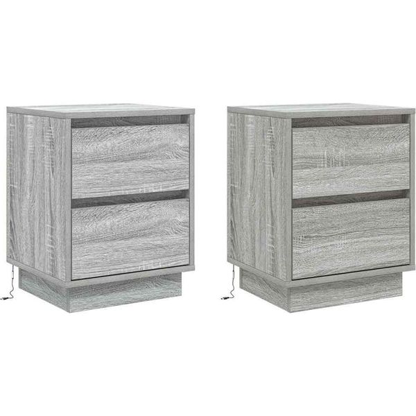 Syfax™ Armadio Da Notte Con Cassetto 2 Pcs Grigio 39 X 34,5 X 50 Cm-image