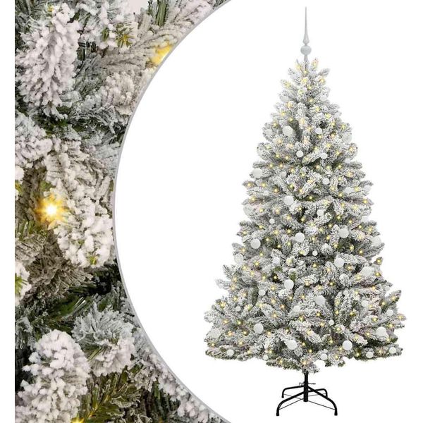 Vidaxl Albero Di Natale Artificiale Verde E Bianco 180 Cm Pvc E Metallo-image