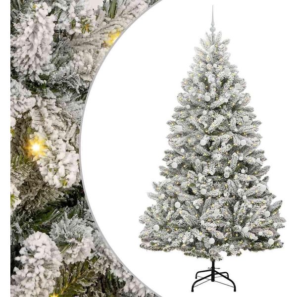 Vidaxl Albero Di Natale Artificiale Verde E Bianco 240 Cm Pvc E Metallo-image