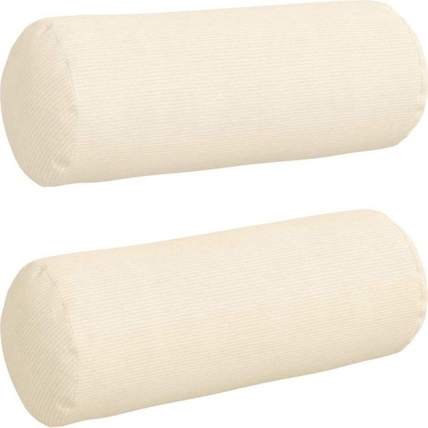 Vidaxl Cuscini Bolster 2 Pezzi Crema Ø 25 X 70 Cm Velluto A Coste-image