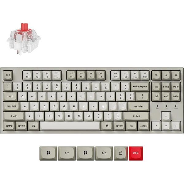 Keychron C1 Pro 8K Qmk Tastiera Meccanica Usb, Programmabile, Layout Qwerty, Interruttore Rgb / Super Red-image