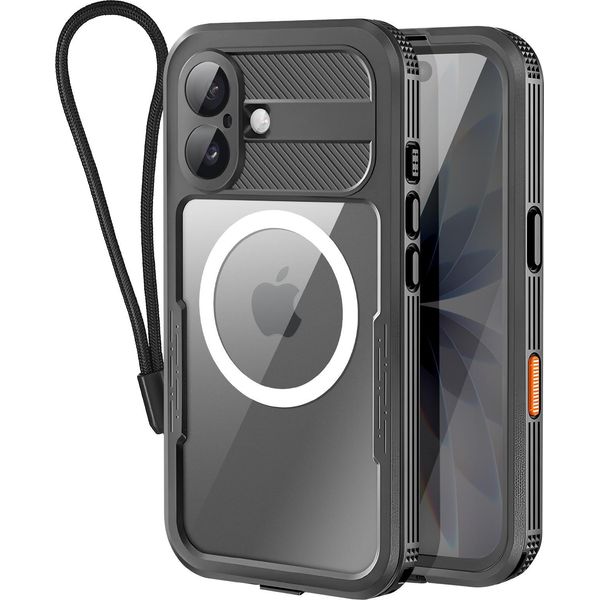 Shellbox, Custodia Impermeabile Avvolgente Per Iphone 17 Magsafe, Cinturino Antiurto, Nero-image