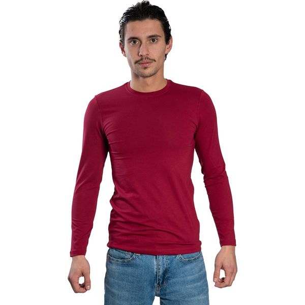 Camicia Da Uomo A Maniche Lunghe Con Scollo Rotondo. Bordeaux: Xxl-image