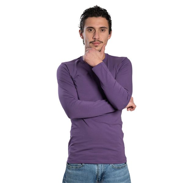 Camicia Da Uomo A Maniche Lunghe Con Scollo Rotondo. Lila: L-image