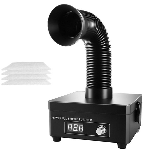 Aiorber Aspiratore Di Fumi Silenzioso Con Filtro H13, Potenza Di Aspirazione Regolabile Da 0 A 100, Ugello Di Aspirazione Flessibile, Filtro Fumi Per Saldatura E Laboratorio-image