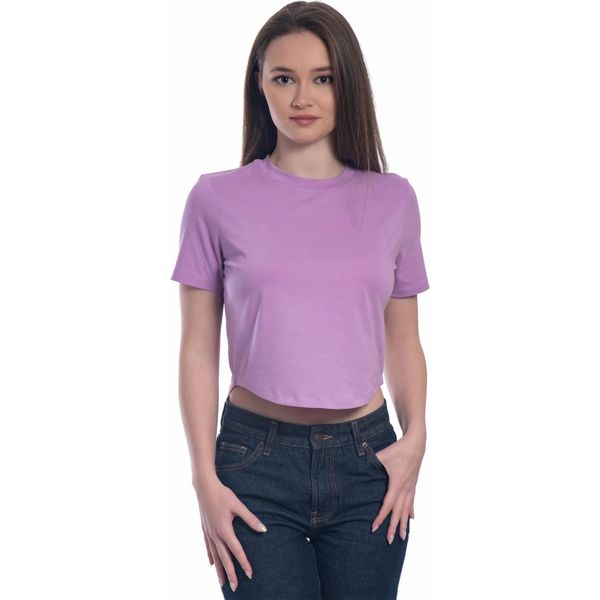 Crop Top Da Donna Con Maniche Corte E Scollatura Rotonda. Viola : Xl-image