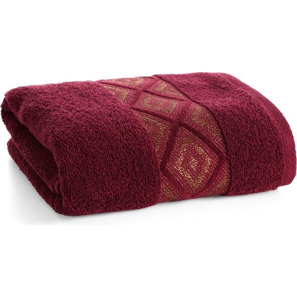 Eurofirany | Asciugamano Da Bagno - Asciugamano - 70 X 140 Cm - Rosso - Con Filo Lucido - Cotone-image