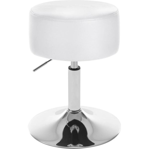 Sgabello Da Bar In Pelle Finta - Sgabello Da Banco - Altezza Regolabile - Girevole A 360° - Seduta Di Circa 33,5 Cm - Stile Moderno - Bianco-image