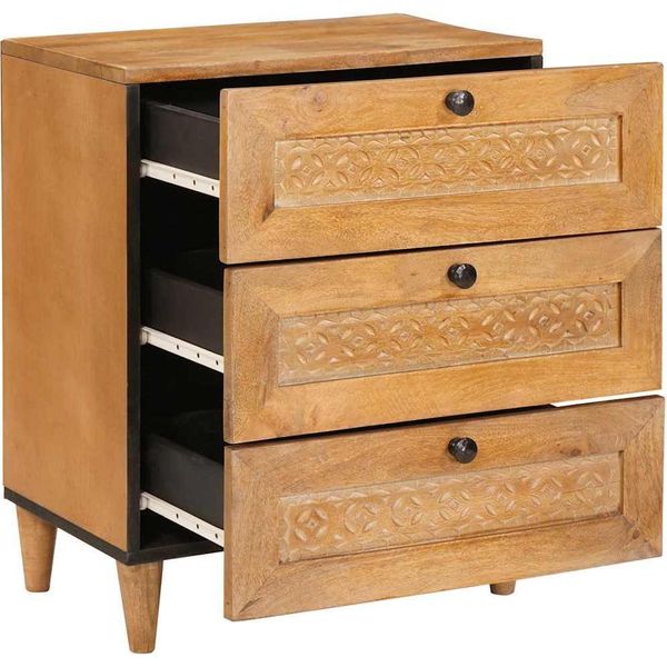 Vidaxl Comodino Marrone Chiaro 50 X 33 X 62 Cm In Legno Massiccio Di Acacia-image