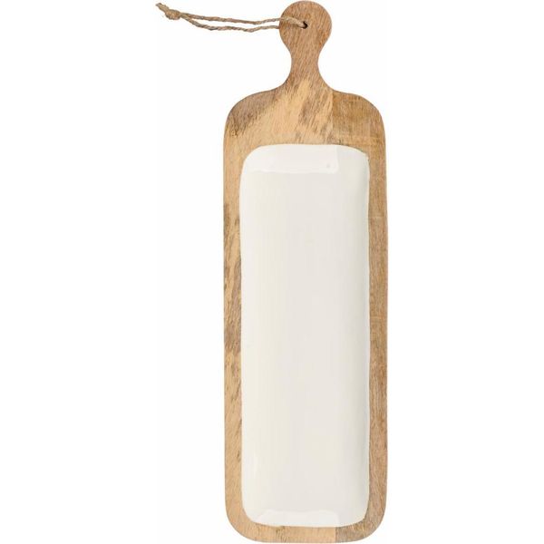 Giftdecor | Tagliere - Tagliere Da Cucina - 50 X 14 Cm - Marrone - Legno Di Mango - Con Superficie Bianca-image