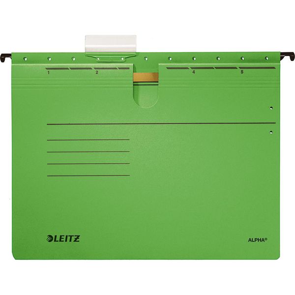 Leitz 1984-30-55 1984 Raccoglitore A Sospensione Alpha® - Pinzatura, Cartone Pendarec, 5 Pezzi, Verde-image