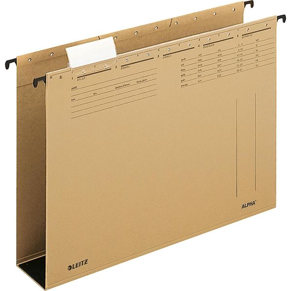 Leitz 1946-00-00 Cartella Sospesa Alpha® - Base In Cartone Rigido Da 60 Mm, Cartone Di Natron, Marrone Naturale-image