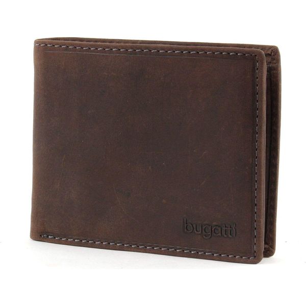 Bugatti Pelle Portafoglio Hunter Coin Wallet With Flap 8CC Brown Marrone-image