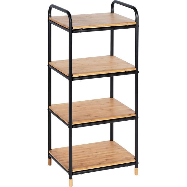 Wenko Scaffale Loft 4 Ripiani Bambù Bagno Cucina Soggiorno Scaffali Corridoio Design-image