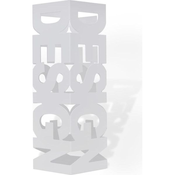 Vidaxl Portaombrelli Portaombrelli Bastoni Da Passeggio In Acciaio Bianco Quadrato 48,5 Cm-image