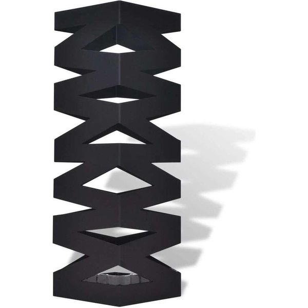 Vidaxl Portaombrelli Portaombrelli Bastone Da Passeggio In Acciaio Nero Quadrato 48,5 Cm-image