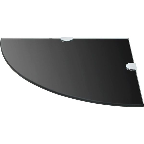 Vidaxl Mensola Ad Angolo Con Staffe Cromate In Vetro Nero 35 X 35 Cm-image