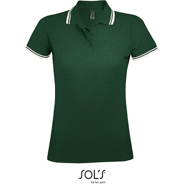Sols 00578 | Polo Da Donna Pasadena - Colore: Verde Bosco/Bianco - Taglia: Xxl-image