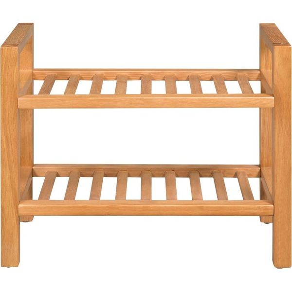 Vidaxl Scarpiera A 2 Ripiani 50X27X40 Cm In Legno Massiccio Di Rovere-image