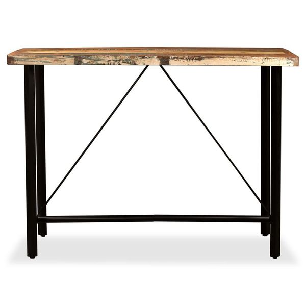 Vidaxl Set Da Bar Da 7 Pezzi In Legno Massiccio Antico E Vera Pelle-image