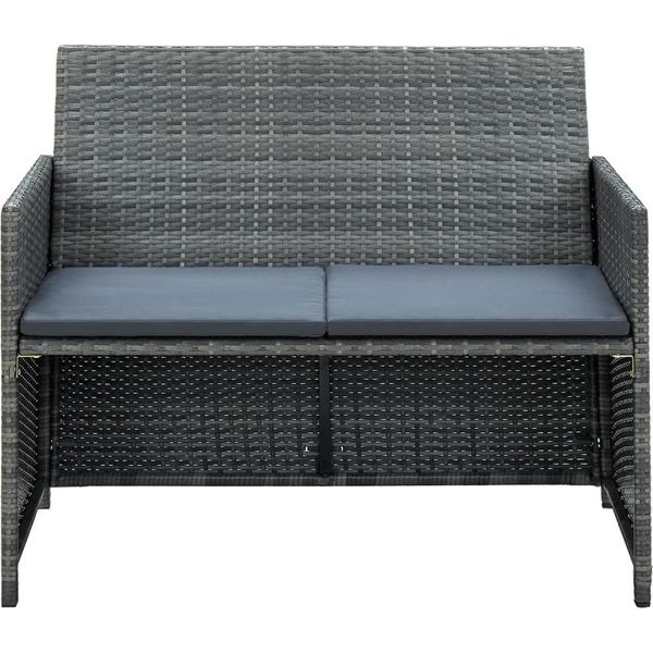 Vidaxl Divano Da Giardino A 2 Posti Con Cuscini In Poly Rattan Grigio-image