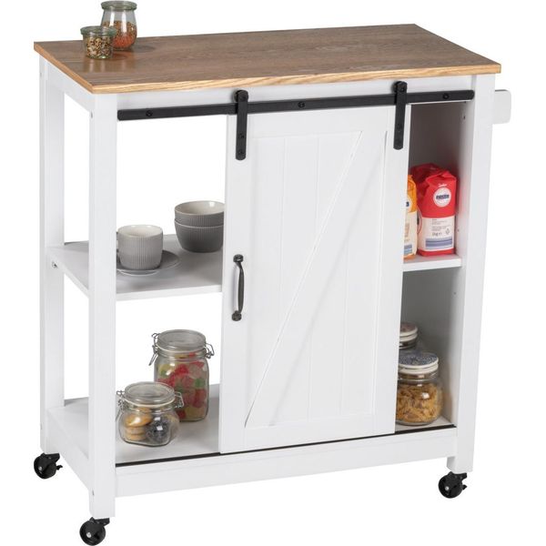 Wenko Carrello Da Cucina Landhaus Scaffale Per Servire Ruote Carrello Laterale Portaoggetti Da Bagno-image