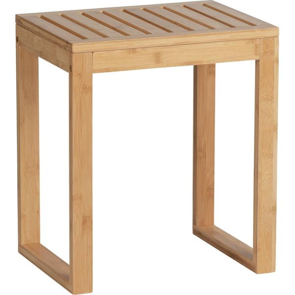 Wenko Sgabello Da Bagno Seduta Di Bambù Sedia Scaffale Sedia Da Bagno Corridoio Ospite Wc Mobili-image