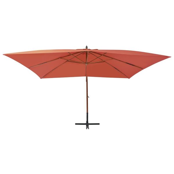 Vidaxl Ombrellone Semaforo Con Palo In Legno 400X300 Cm Terracotta-image