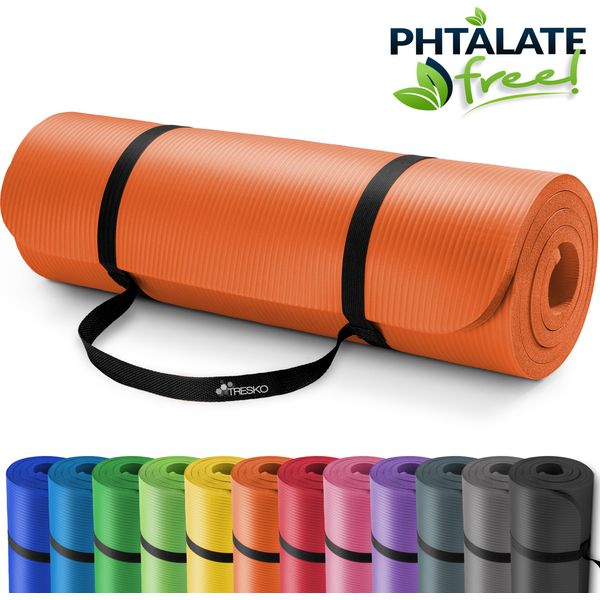 Tresko Tappetino Yoga Tappetino Fitness Tappetino Ginnastica Pilates 185X60X1,0Cm Arancione-image