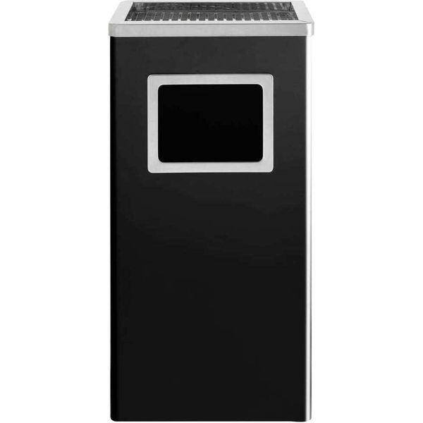 Vidaxl Cestino Per Rifiuti Con Posacenere Hotel 45 L Acciaio Nero-image