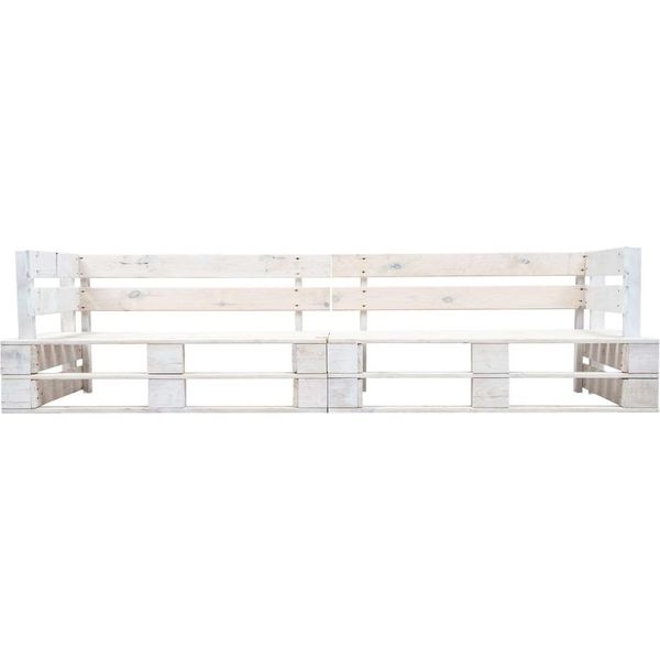 Syfax™ Divano Da Giardino A 2 Posti Su Pallet Bianco In Legno-image