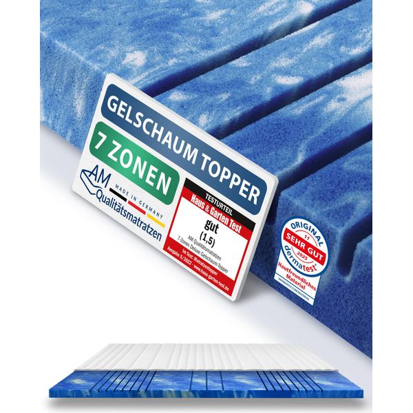 Am QualitäTsmatratzen | Topper Deluxe In Schiuma Gel A 7 Zone | 200X200 Cm | 8 Cm Di Altezza | Topper Per Materasso | 200/200 | Topper In Gel | 7 Zone-image