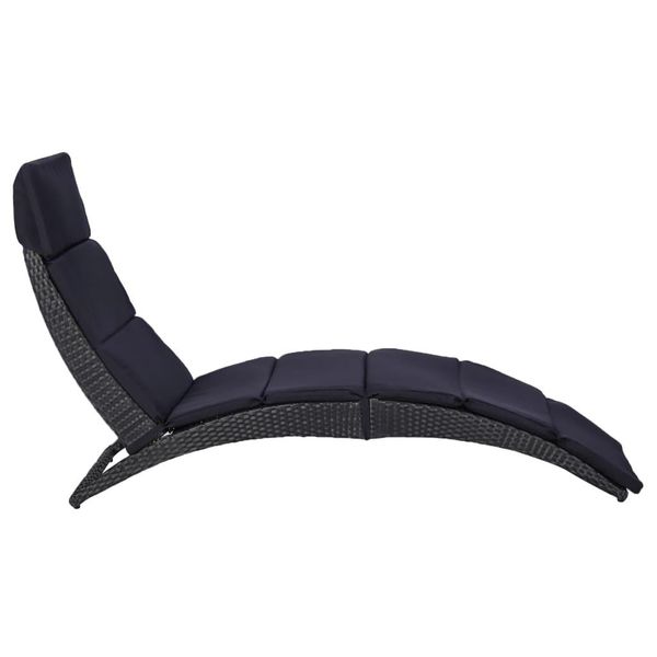 Syfax™ Lettino Prendisole Con Cuscino In Polyrattan Nero-image