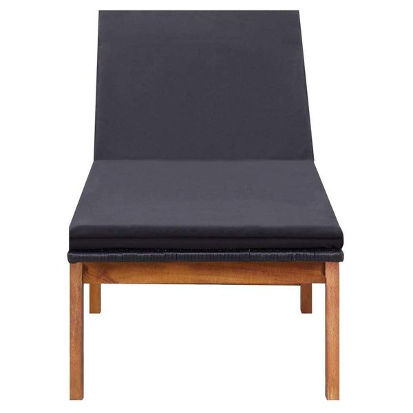 Vidaxl Lettino Prendisole Con Cuscino In Polirattan E Legno Massiccio Di Acacia-image