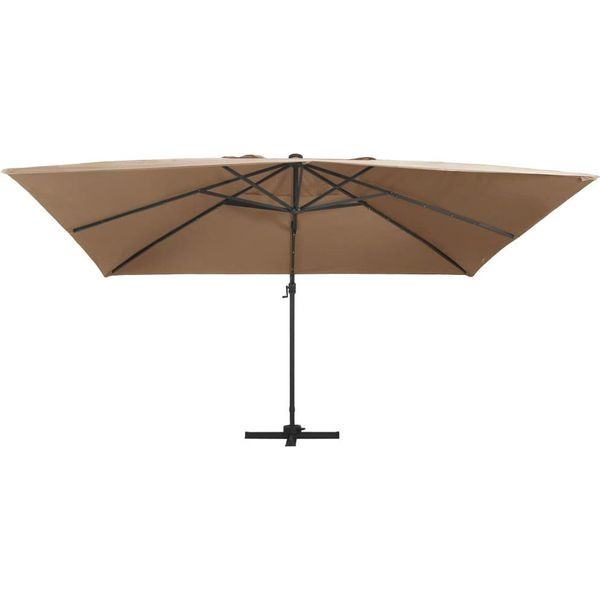 Vidaxl Ombrello Semaforo Con Illuminazione A Led Palo In Alluminio 400X300 Cm Taupe-image