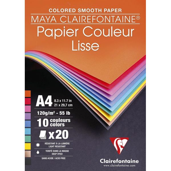 Clairefontaine 97444C Blocco Carta A Colori Clairefontaine Maya, Din A4, 20 Fogli-image
